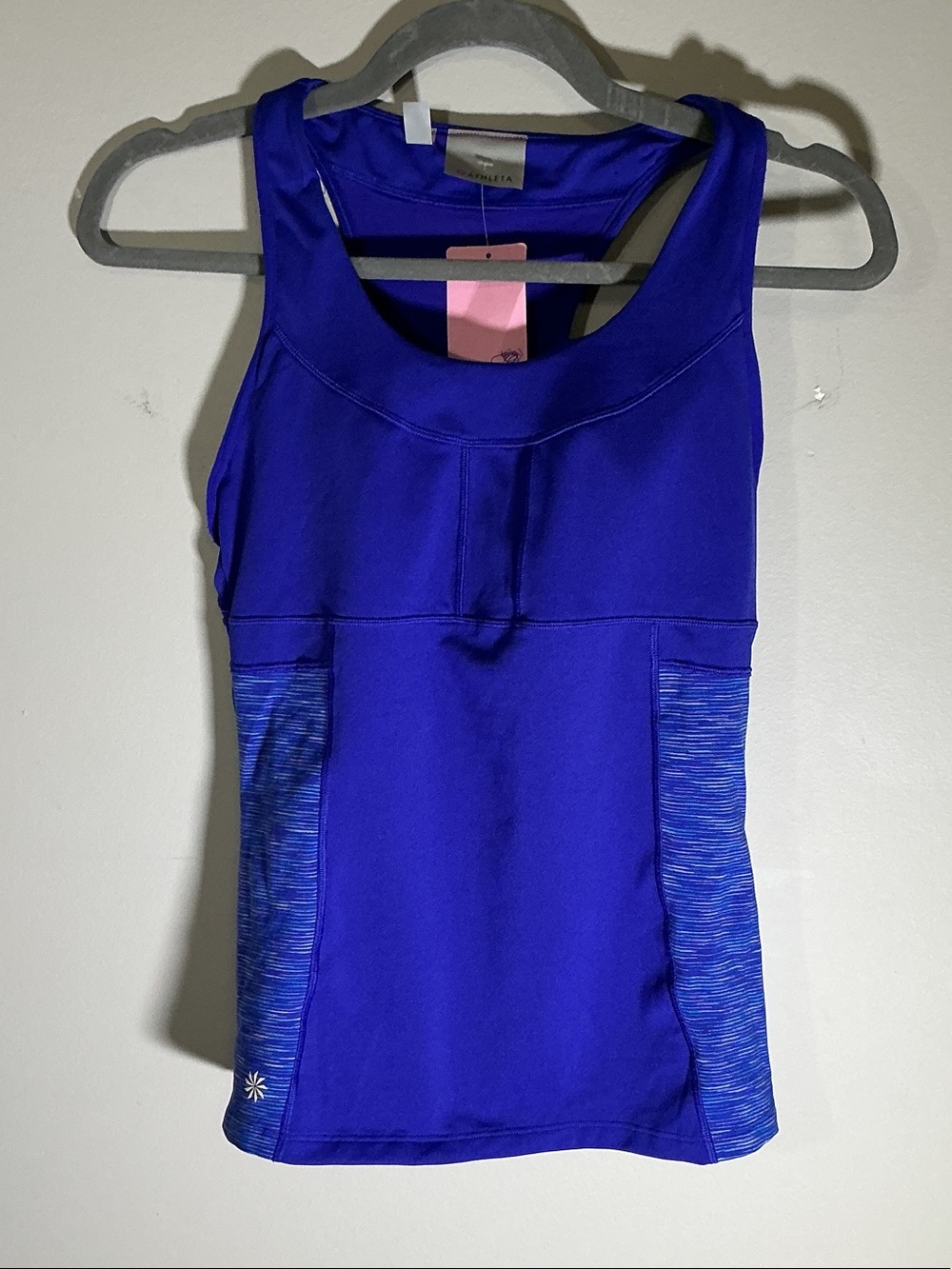 Athleta Racerback Tank Top Small Blue Built-In Bra Running Yoga Activewear